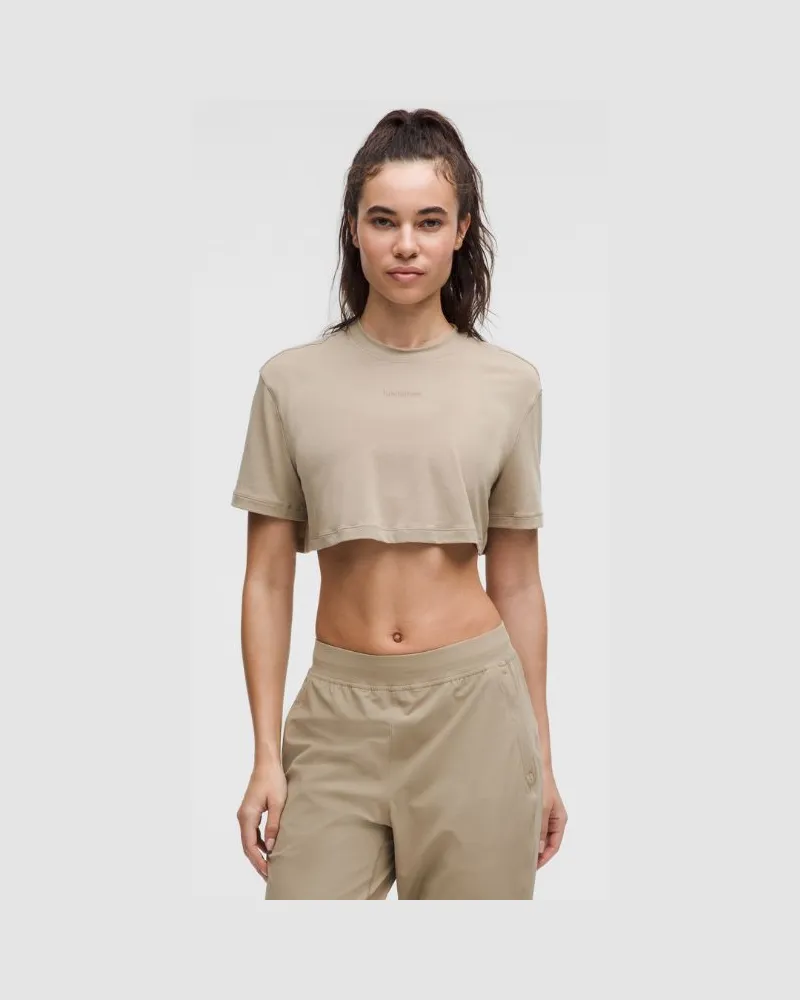 LULULEMON Super-Crop-Kurzarmshirt aus Jersey für Frauen – Größe in Sheer Oak Sheer