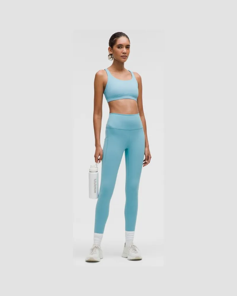 LULULEMON Wunder Train Leggings mit hohem Bund und Taschen für Frauen – 71 cm – Größe in Washed Blue Washed