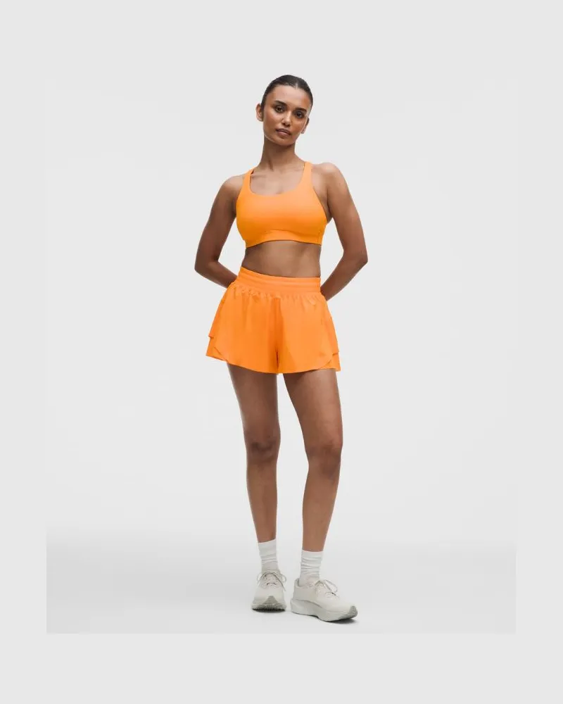 LULULEMON Shake It Out Lauf-Shorts mit hohem Bund für Frauen – 6 cm – Orange – Größe Citrus