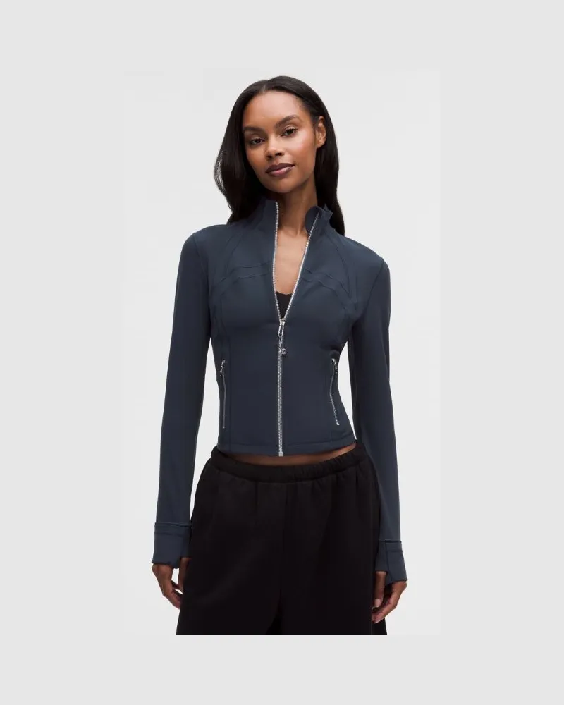 LULULEMON Define Crop-Jacke Nulu für Frauen – Größe in True Navy/Mirror Silver True