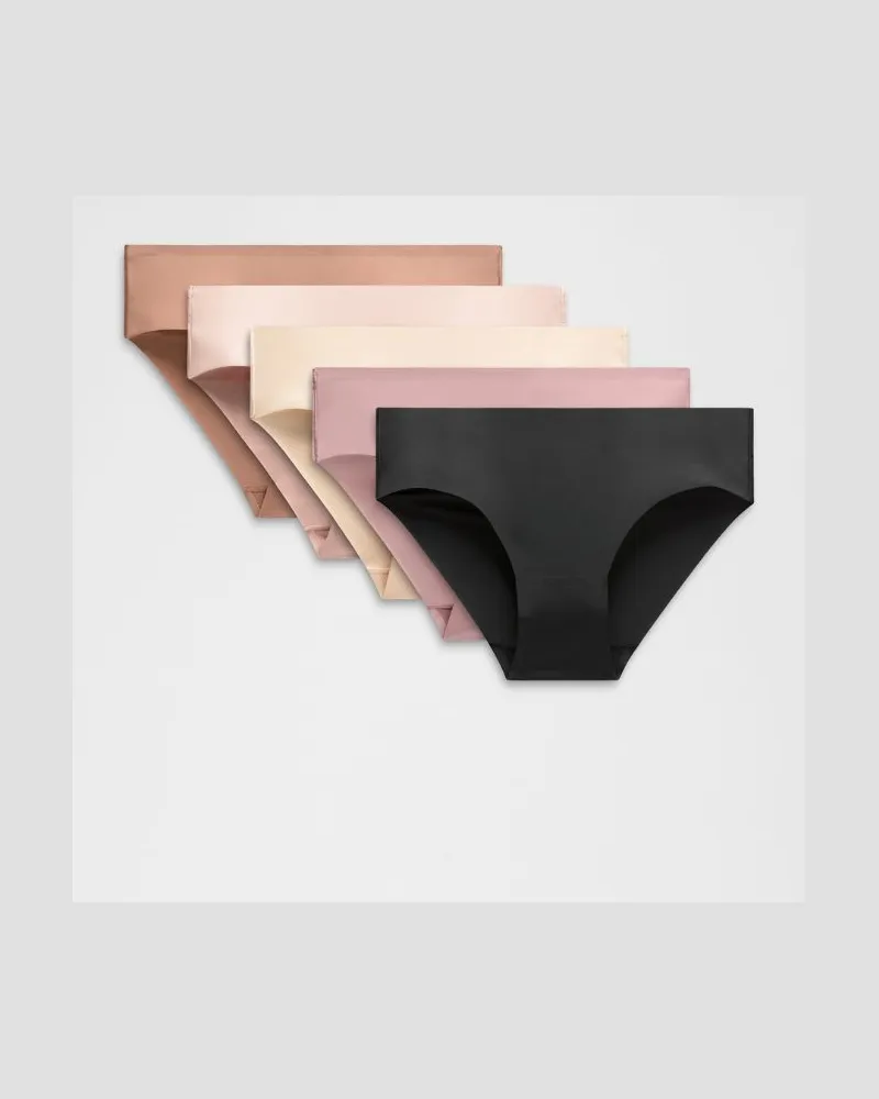 LULULEMON InvisiWear Bikini-Unterwäsche mit mittelhohem Bund 5er-Pack für Frauen – Größe in Black/Twilight Rose/Misty Shell Black
