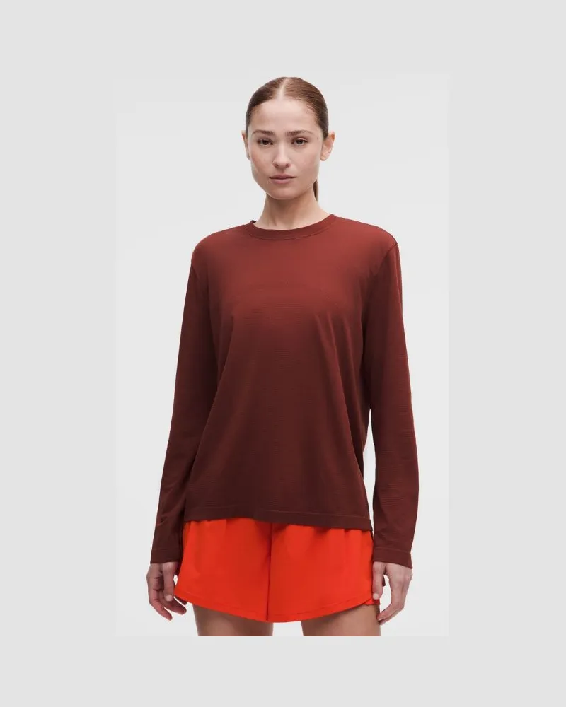LULULEMON Swiftly Relaxed Langarmshirt e Passform für Frauen – Größe in Cranberry Charm Cranberry