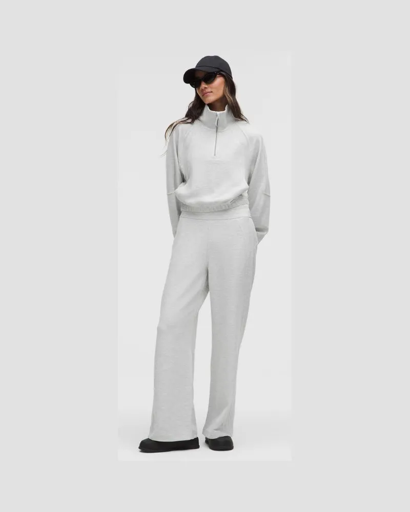 LULULEMON Scuba Hose mit mittelhohem Bund und weitem Bein Waffelmuster für Frauen – Größe in Heathered Core Ultra Light Grey Heathered