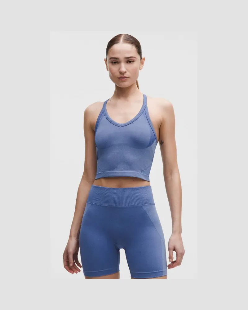 LULULEMON Get Low Trainings-Tanktop mit überkreuzten Trägern Leichter Halt für B/C-Cups für Frauen – Größe in Prep Blue/Brilliant Blue Prep