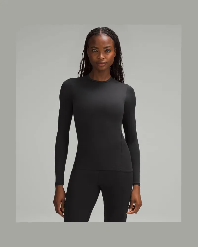 LULULEMON Wundermost Ultraweiches Langarmshirt mit Rundhalsausschnitt aus Nulu für Frauen – Größe in Schwarz Schwarz
