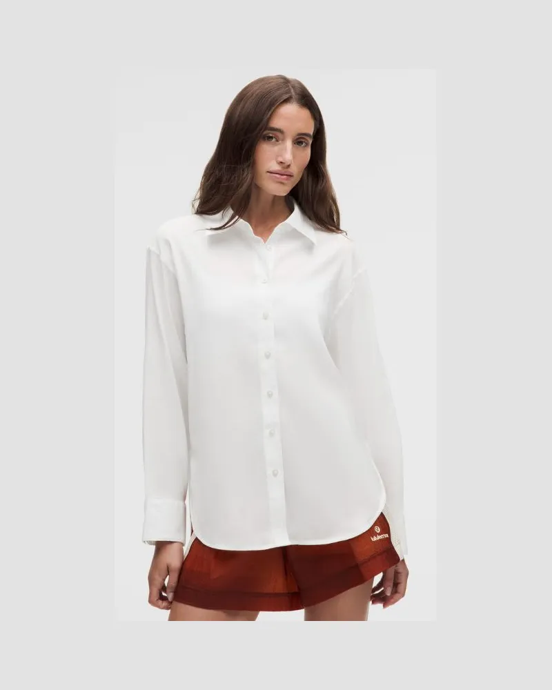 LULULEMON LuluLinen Relaxed-Fit Long-Sleeve Button Up für Frauen – Größe in White White