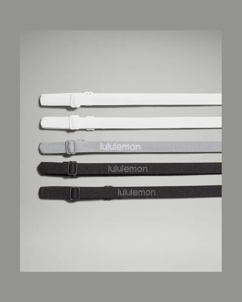 LULULEMON Dünne verstellbare Haarbänder 5er-Pack in Black/Rhino Grey/White Black
