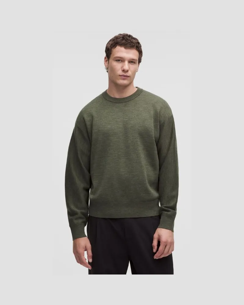 LULULEMON Sweater aus Merinowolle für Männer – Größe in Heathered Olive Brown Heathered
