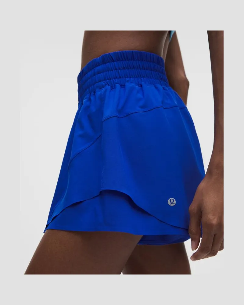 LULULEMON Shake It Out Lauf-Shorts mit hohem Bund für Frauen – 6 cm – Größe in Beach Ball Blue Beach