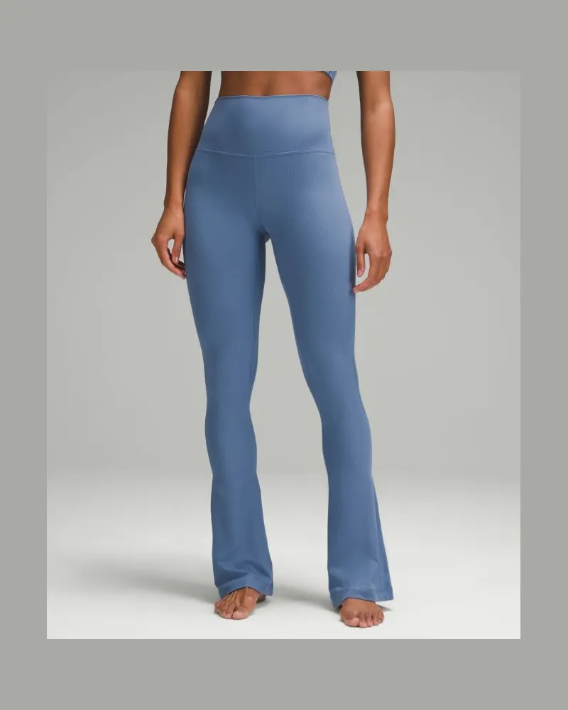 LULULEMON Align Hose mit hohem Bund und leicht ausgestelltem Bein, geripptes Material Normale Hosenlänge für Frauen – Größe in Oasis Blue Oasis