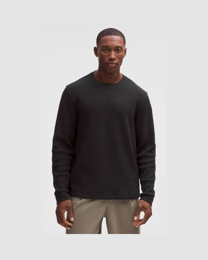 LULULEMON Langarmshirt mit Waffelstrickstruktur aus einer für Männer – Baumwollmischung – Größe in Black Black