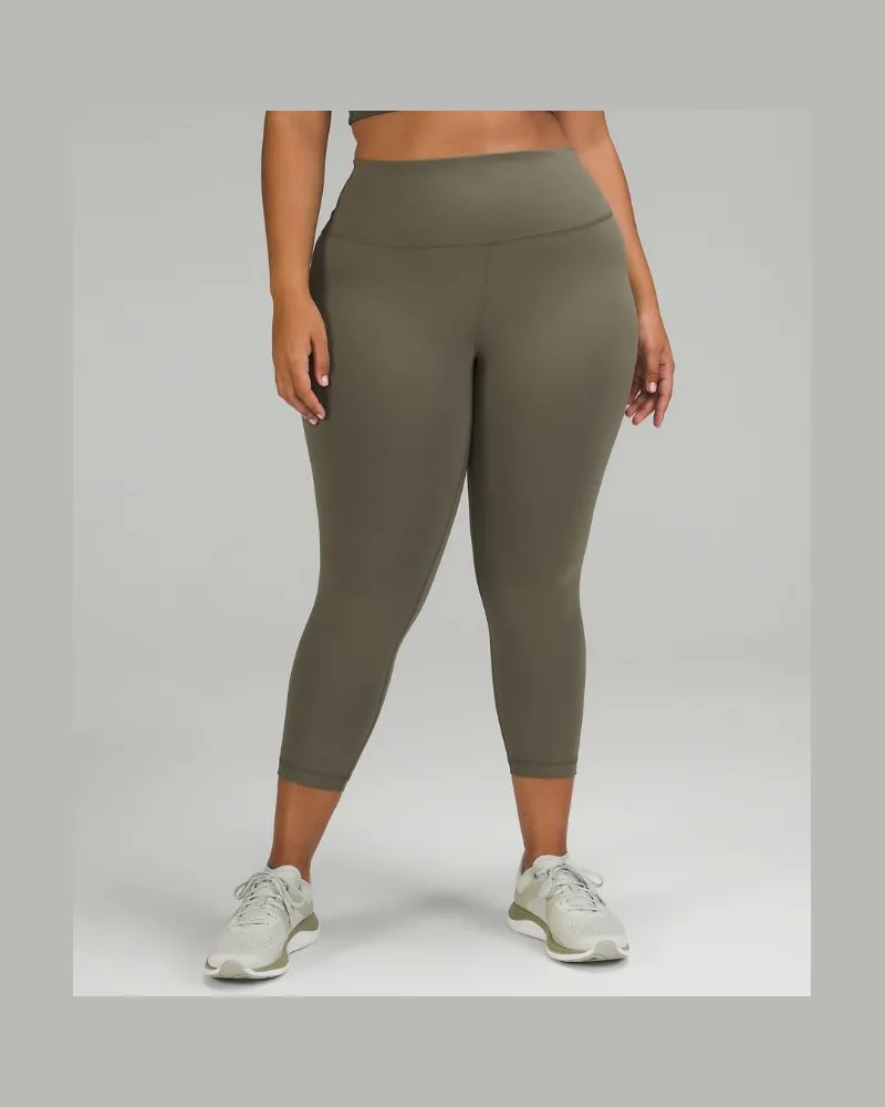 LULULEMON Wunder Train Crop Leggings mit hohem Bund für Frauen – 58 cm – Größe in Army Green Army