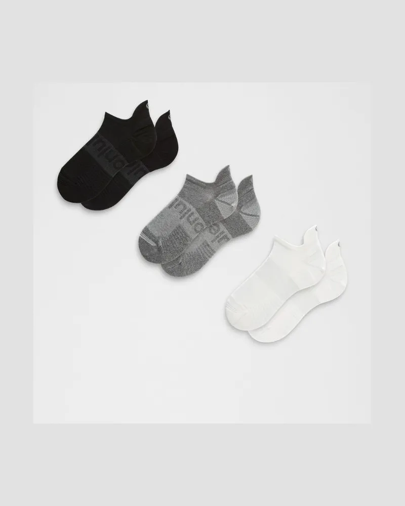 LULULEMON Unisex Power Stride Tab Socks 3er-Pack – Größe in White/Heather Grey/Black White