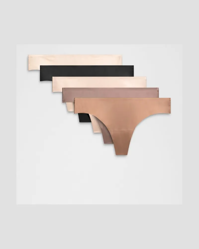 LULULEMON InvisiWear String mit mittelhohem Bund 5er-Pack für Frauen – Größe in Black/Twilight Rose/Misty Shell Black