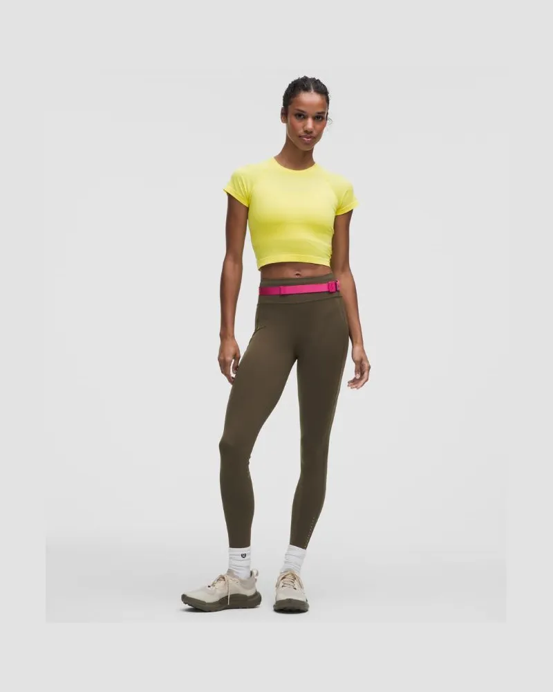 LULULEMON x Geoff McFetridge Fast and Free-Leggings mit Taschen für Frauen – 71 cm – Größe in Olive Brown Olive