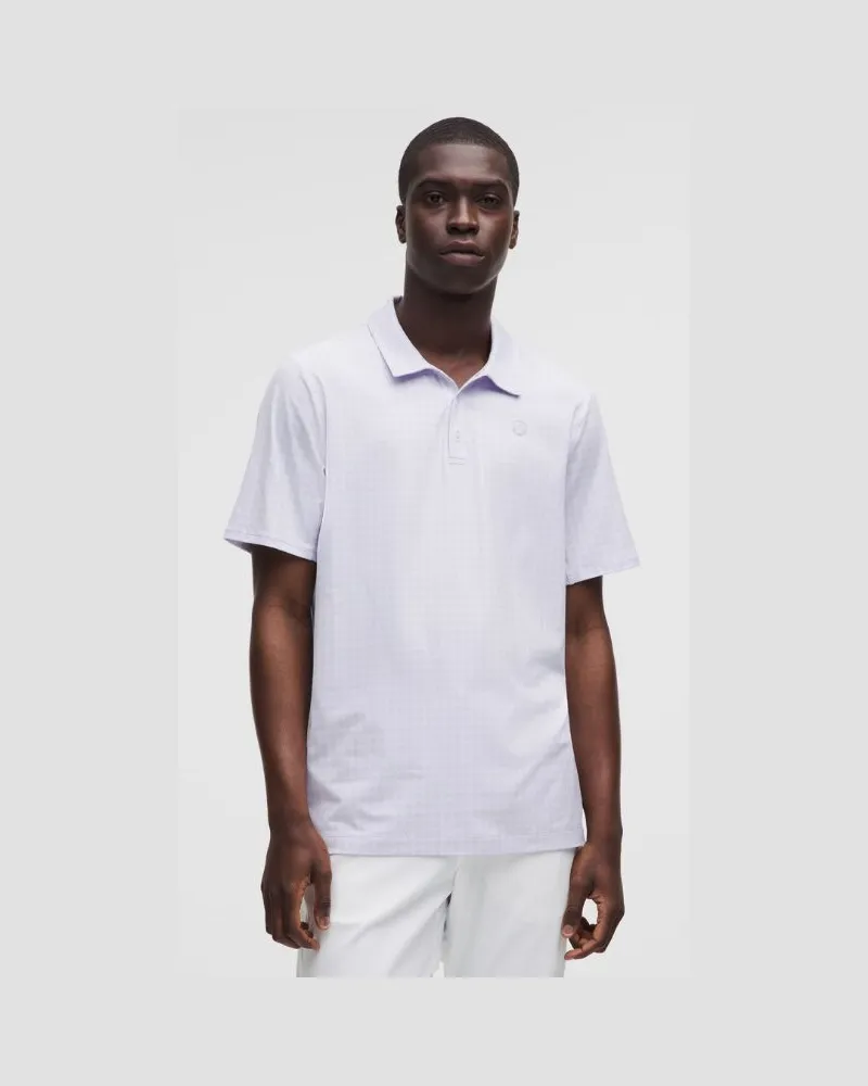 LULULEMON Sport-Poloshirt mit kurzen Ärmeln und Logo e Passform für Männer – Größe in Diamond Spot White Lavender Frost Diamond