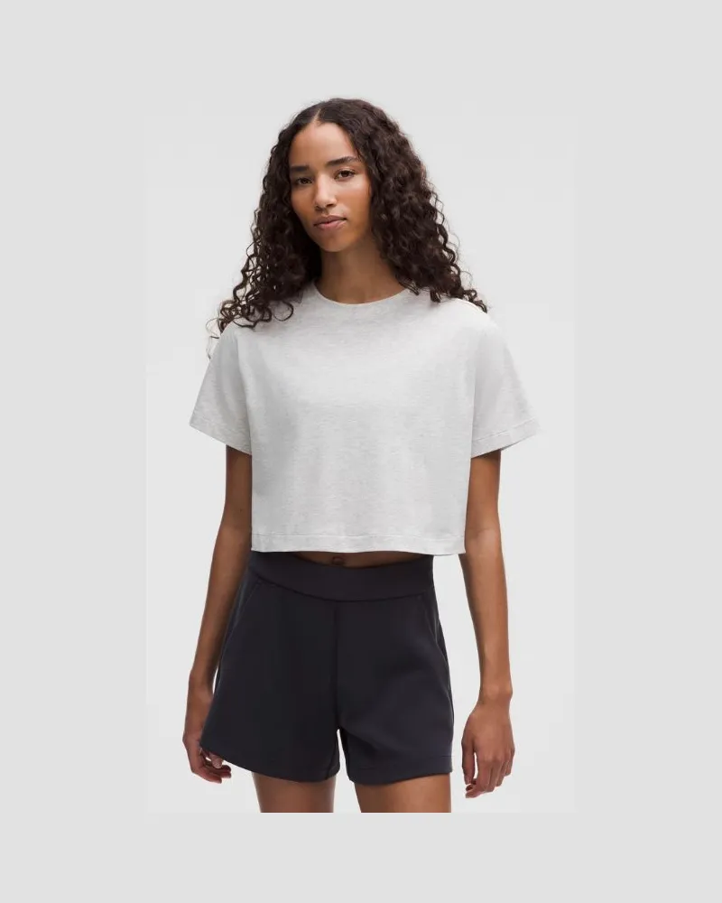 LULULEMON All Yours Crop-T-Shirt aus Bio- für Frauen – Größe in Heathered Core Ultra Light Grey Heathered