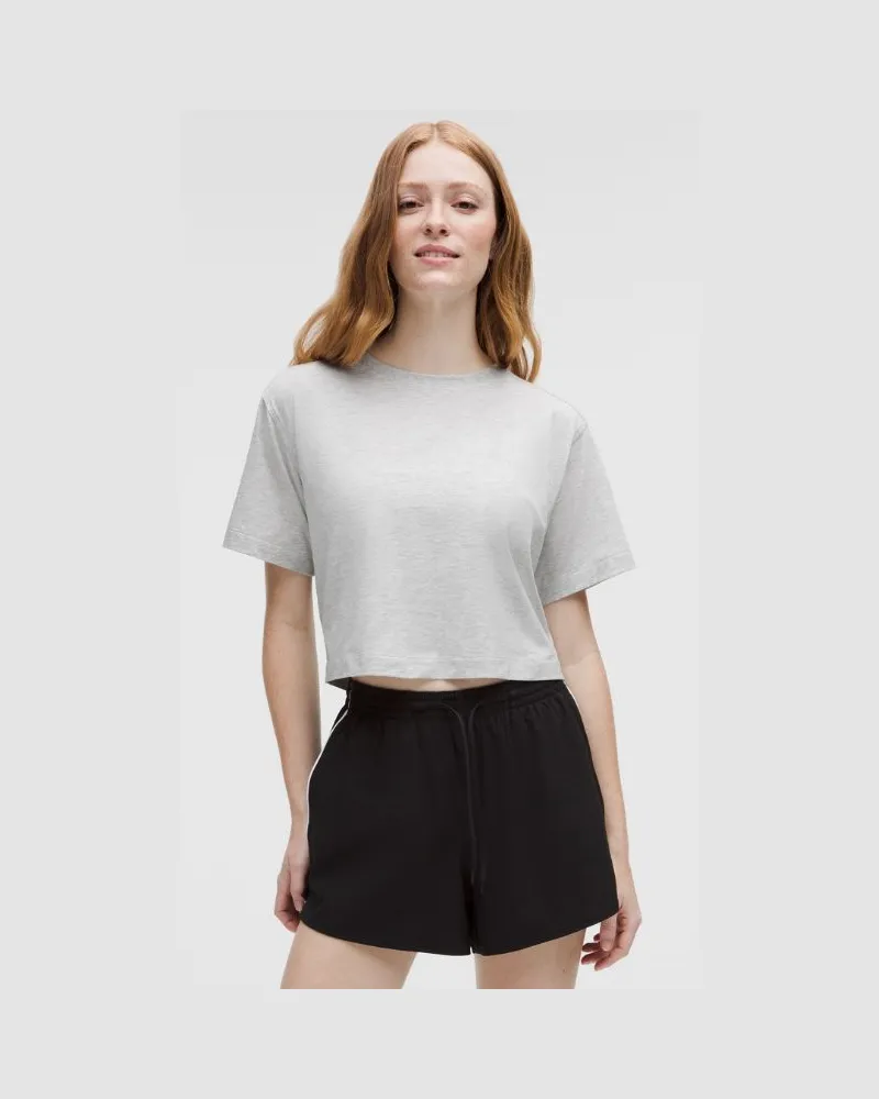 LULULEMON All Yours Crop-T-Shirt aus Bio- für Frauen – Größe in Heathered Core Ultra Light Grey Heathered