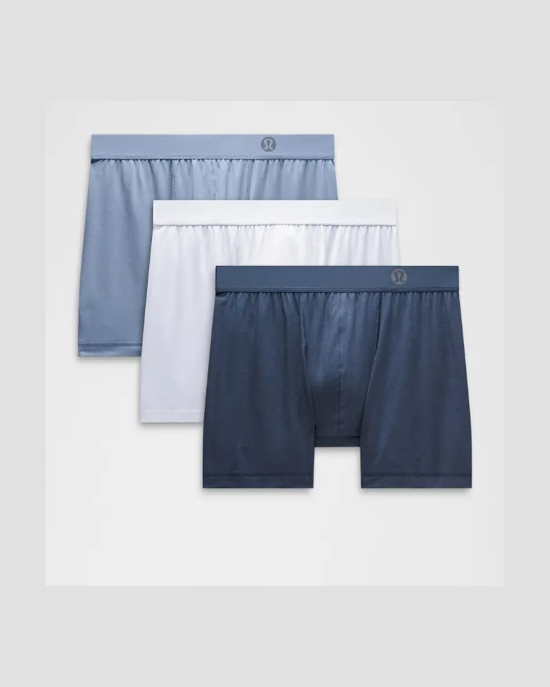 LULULEMON Always In Motion Boxershorts 3er-Pack für Männer – 13 cm – Größe in Washed Denim/Starch Blue/Heathered Club Blue Washed