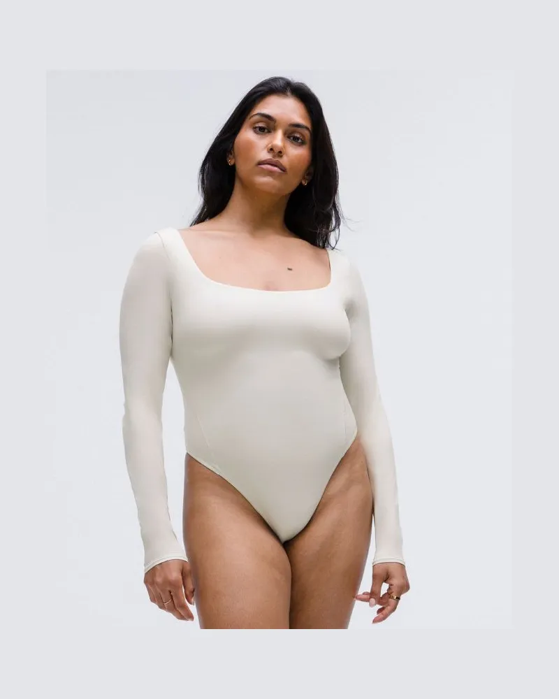 LULULEMON Langärmeliger Body mit eckigem Ausschnitt für Frauen – Größe in Bone Bone