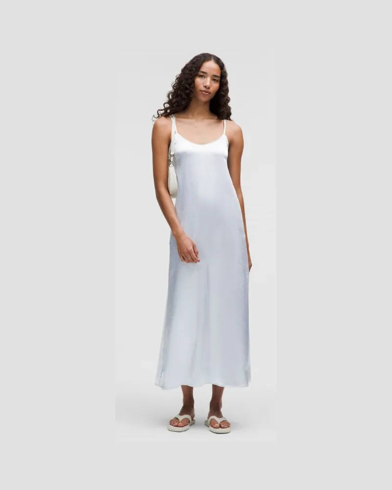 LULULEMON Satin-Maxikleid für Frauen – Größe in Starch Blue Starch