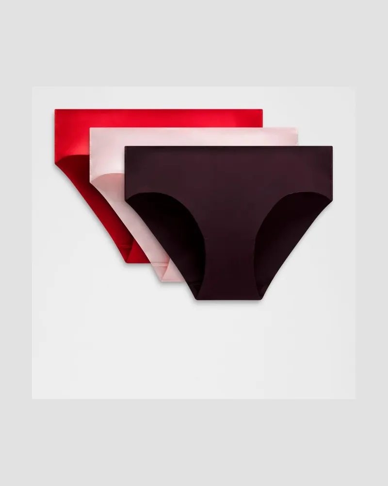 LULULEMON InvisiWear Bikini-Unterwäsche mit mittelhohem Bund 3er-Pack für Frauen – Größe in Blush Quartz/Black Plum/Oxford Red Blush