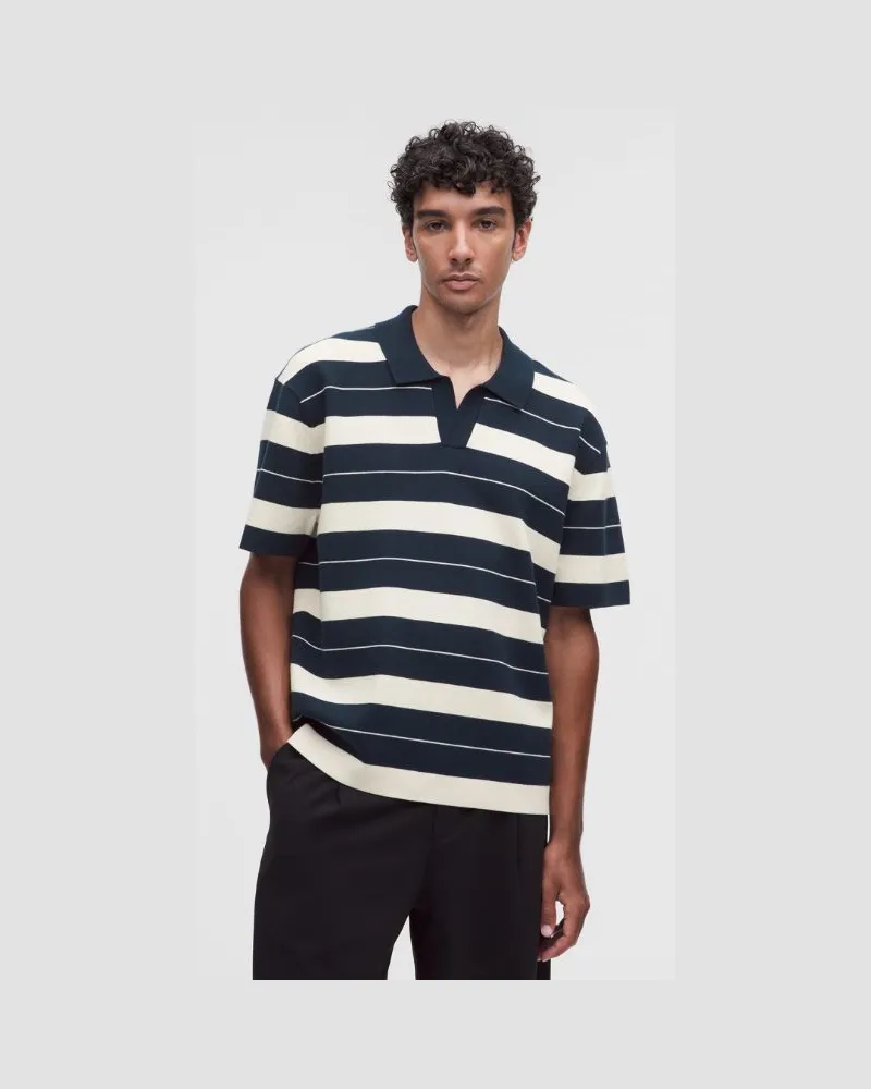 LULULEMON Kurzarm-Poloshirt aus Baumwollgemisch für Männer – Größe in True Navy/Light Ivory True