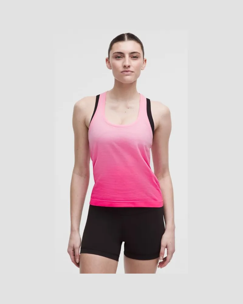 LULULEMON Swiftly Tech Scoopneck Tank Top 2.0 Waist Length Wash für Frauen – Größe in Ombre Dye Strawberry Multi Ombre