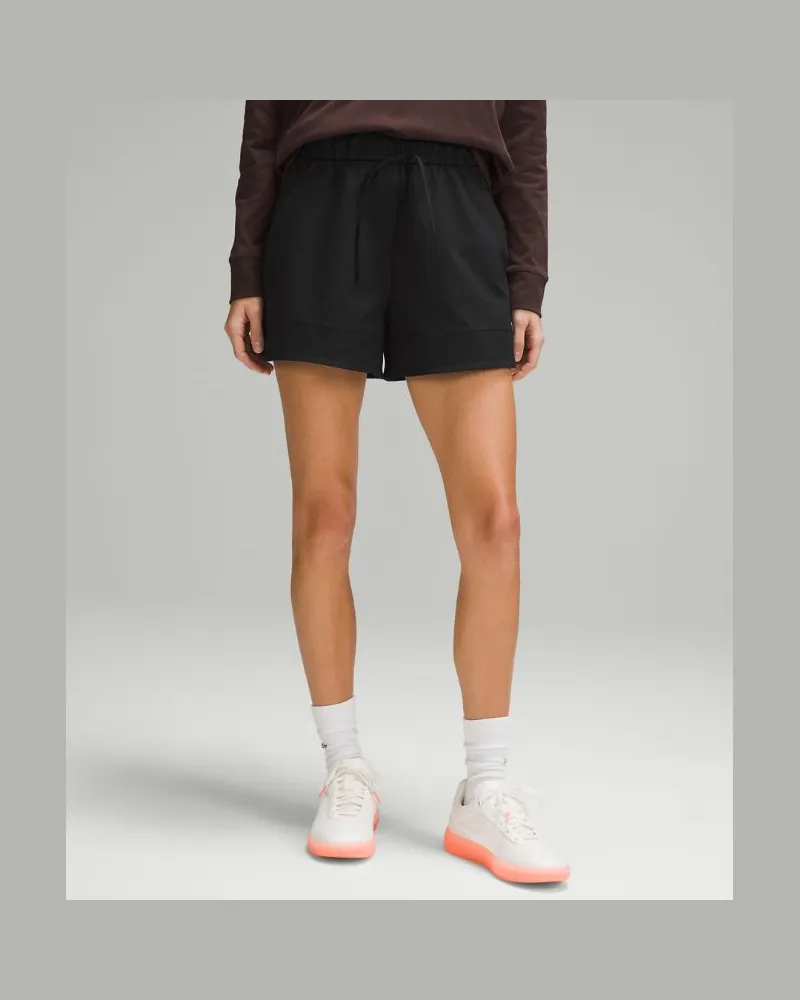 LULULEMON Gewebte Shorts mit Kordelzug an der Taille und hohem Bund für Frauen – 9 cm – Größe in Black Black