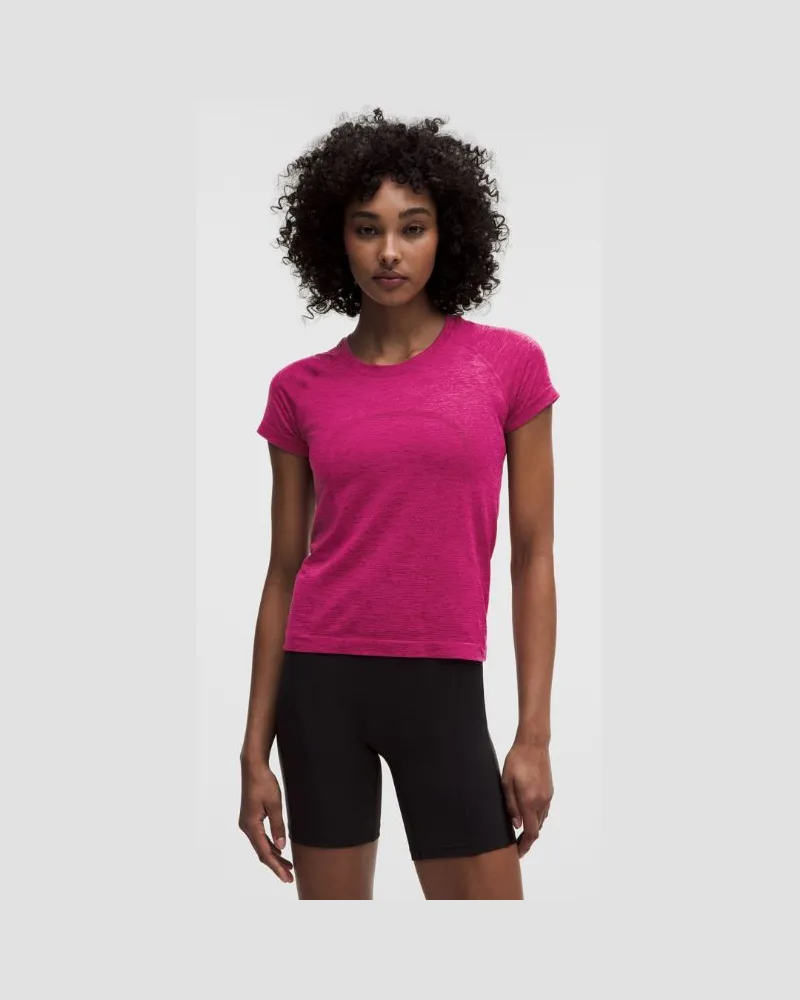 LULULEMON Swiftly Tech Kurzarmshirt 2.0 Taillenlänge für Frauen – Größe in Raspberry Rave/Flamingo Fun Tone Raspberry