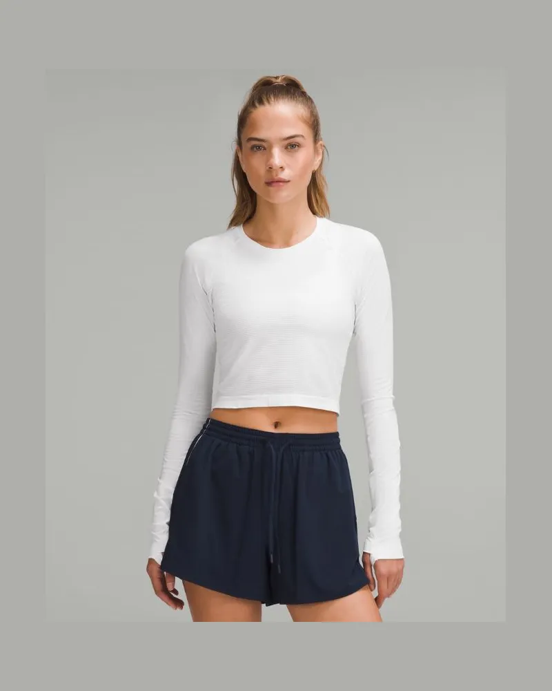 LULULEMON Swiftly Tech Cropped-Langarmshirt 2.0 für Frauen – Größe in White White