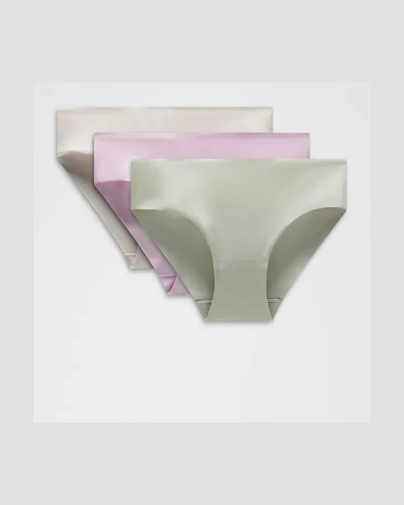LULULEMON InvisiWear Bikini-Unterwäsche mit mittelhohem Bund 3er-Pack für Frauen – Größe in Light Ivory/Lilac Play/Meadow Haze Light