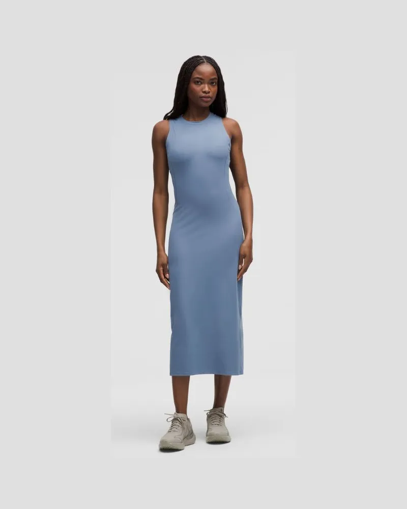 LULULEMON All Aligned geripptes Midi-Kleid für Frauen – Größe in Washed Denim Washed