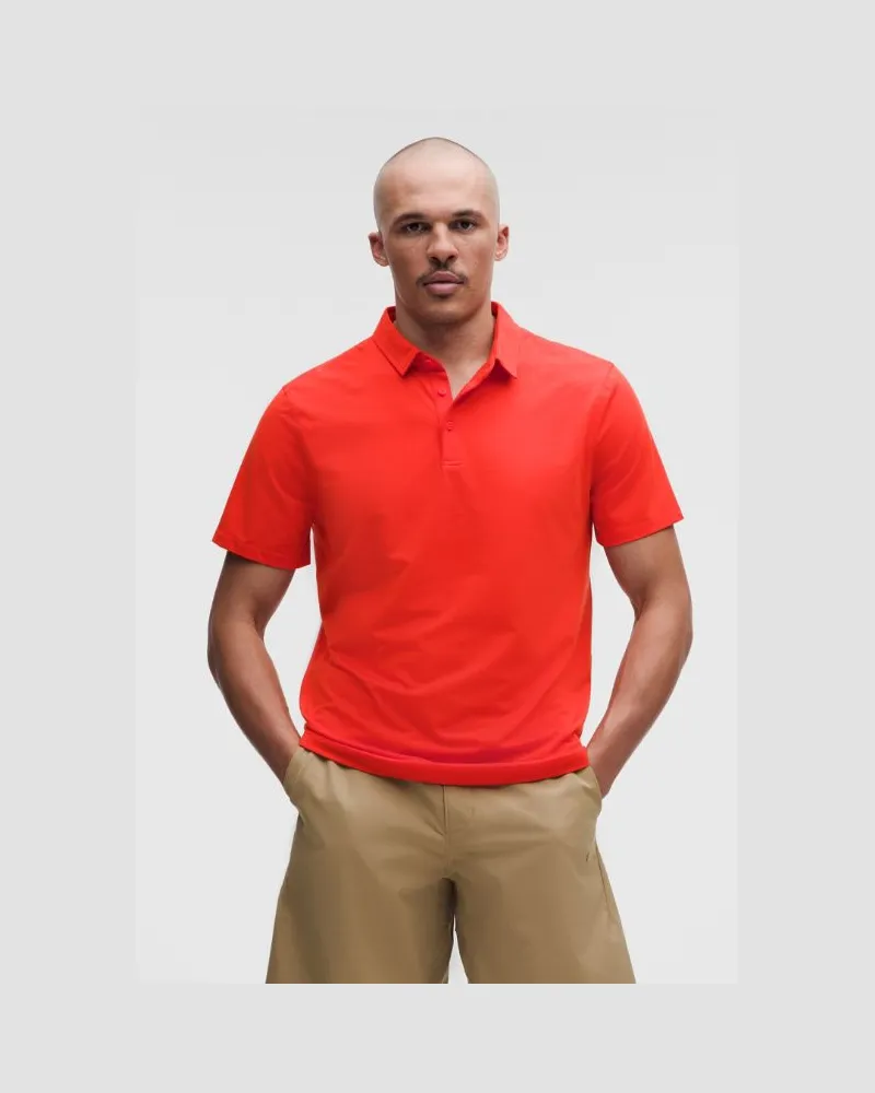 LULULEMON Evolution Kurzarm-Poloshirt für Männer – Größe in Cherry Ember Cherry