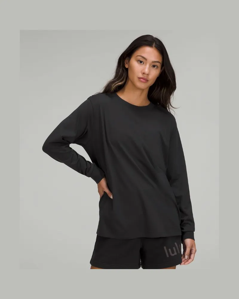 LULULEMON All Yours Baumwoll-Langarmshirt für Frauen – Größe in Black Black