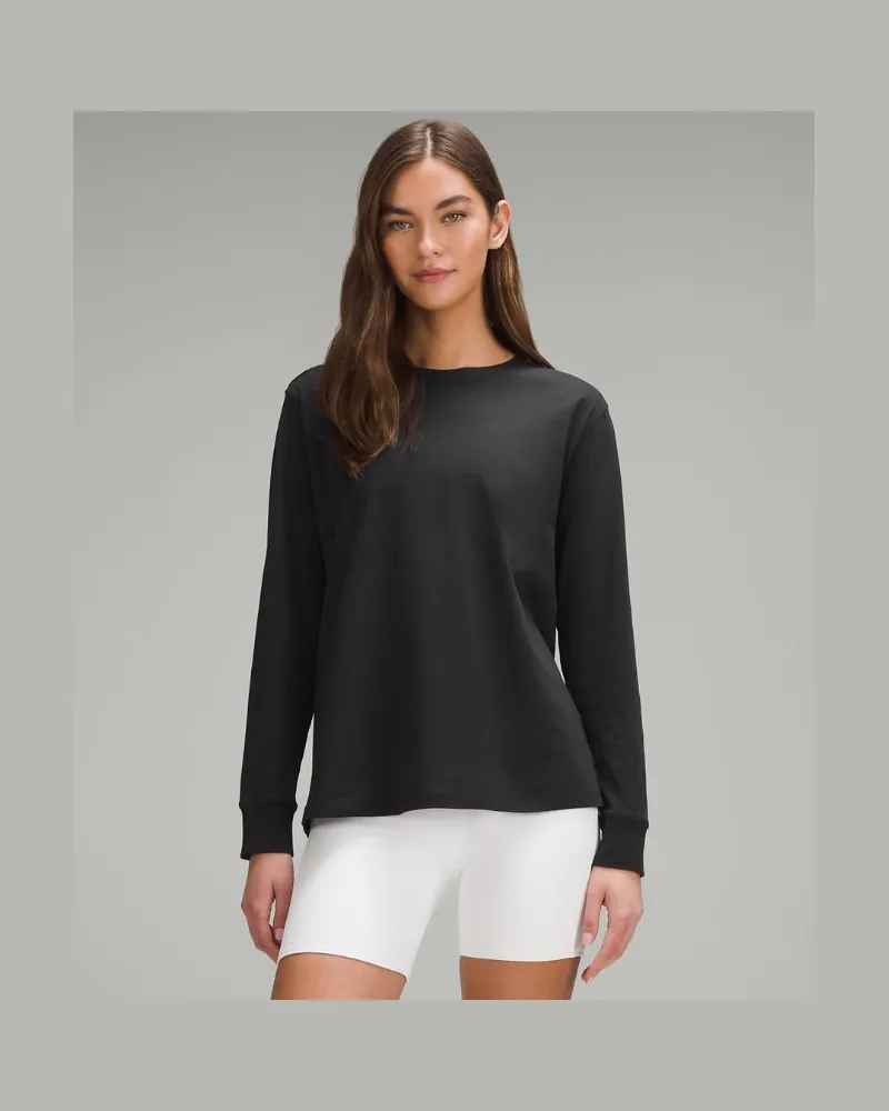 LULULEMON All Yours Baumwoll-Langarmshirt für Frauen – Größe in Black Black