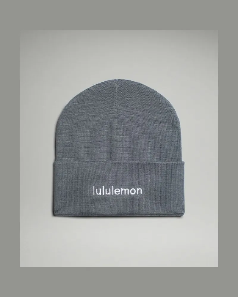 LULULEMON Warm Revelation Mütze Logo in Oil Grey/White Oil