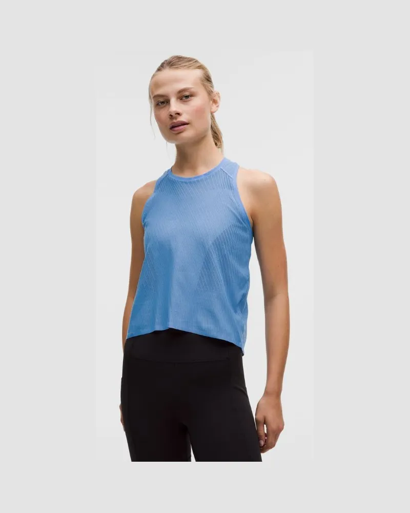 LULULEMON Fast and Free Ventiliertes Crop-Lauf-Tanktop für Frauen – Größe in Pool Party Pool