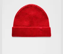 Enganliegende Rippstrickmütze aus Wollgemisch – Neon