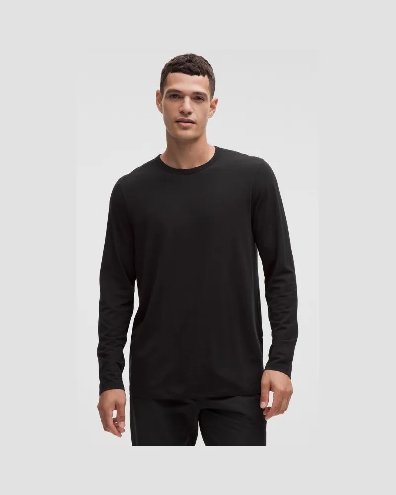LULULEMON Mile Maker-Langarmshirt aus Merinowollgemisch für Männer – Größe in Schwarz Schwarz