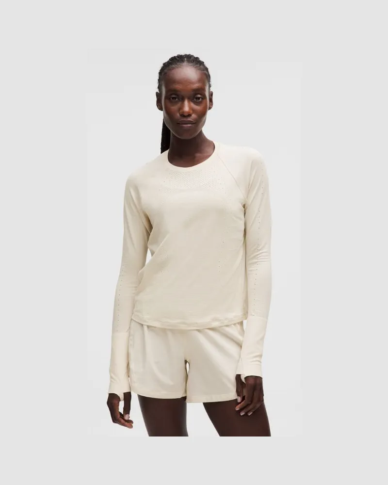 LULULEMON Swiftly Langarmshirt mit Mesheinsatz hinten für Frauen – Größe in Light Ivory Light