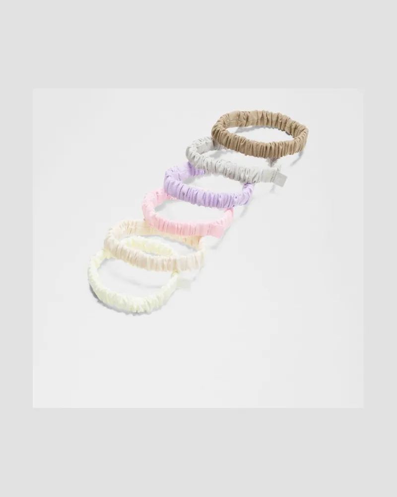 LULULEMON Skinny Scrunchies 6er-Pack in Sheer Oak/Light Ivory/Pink Organza Sheer