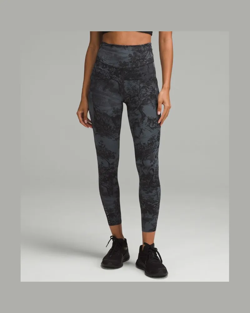 LULULEMON Fast and Free Leggings mit hohem Bund 5 Taschen für Frauen – 64 cm – Größe in Sketch Toile Oil Grey Multi Sketch