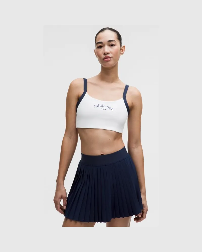 LULULEMON Sport-BH mit geraden Trägern und leichtem Halt für B/C-Cups Tennis Deuce für Frauen – Größe in White/Club Blue White