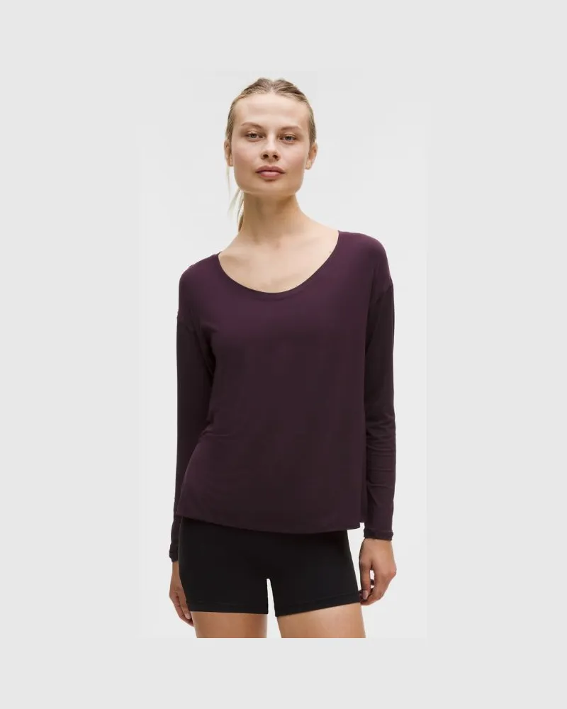 LULULEMON SilkAppeal Langarmshirt mit Seitenschlitz für Frauen – Größe in Black Plum Black