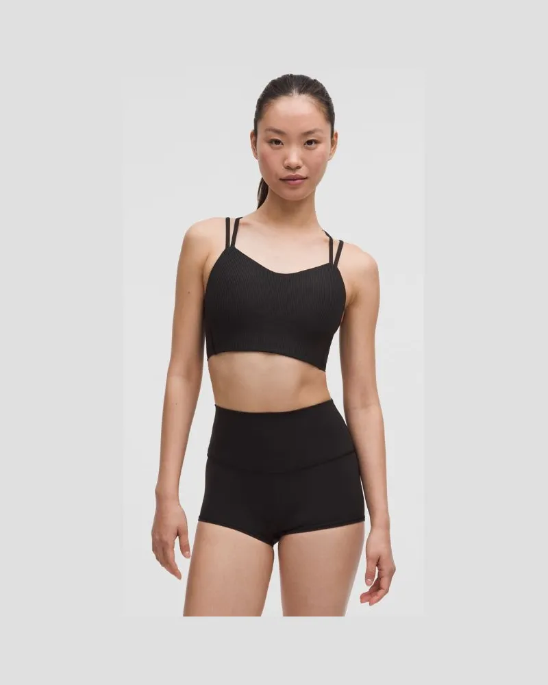 LULULEMON Like a Cloud Gerippter Longline-BH leichter Halt B/C Cups für Frauen – Größe in Black Black