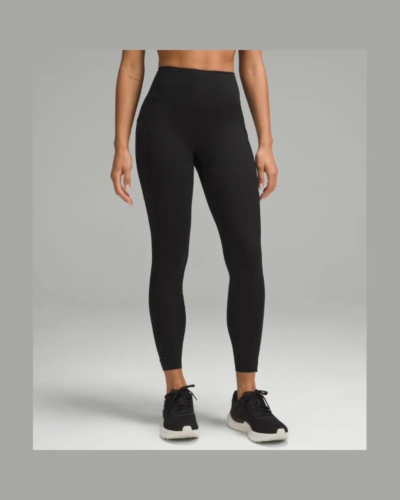 LULULEMON Fast and Free Leggings mit hohem Bund 3 Taschen Glow für Frauen – 64 cm – Größe in Black Black