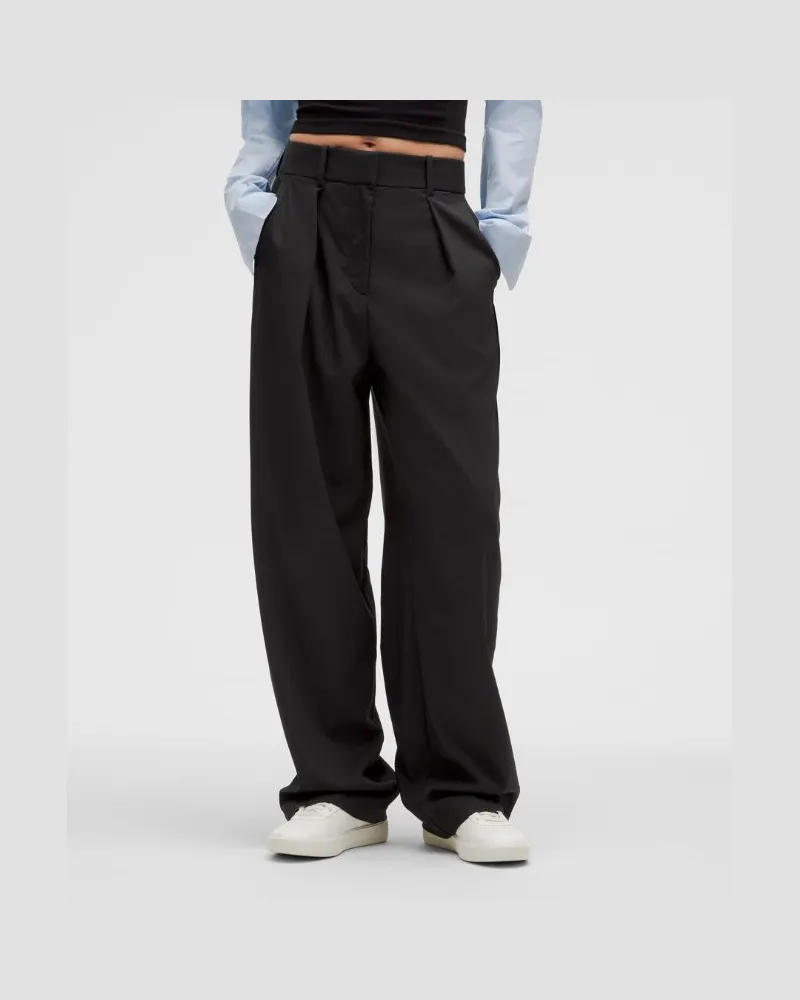 LULULEMON Hose aus Modal-Mix mit hohem Bund und Falten Normale Länge für Frauen – Größe in Black Black