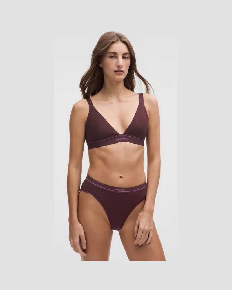 LULULEMON Bralette aus gerippter Stretch- mit Logo B/C-Cups für Frauen – Größe in Goodnight Plum Goodnight