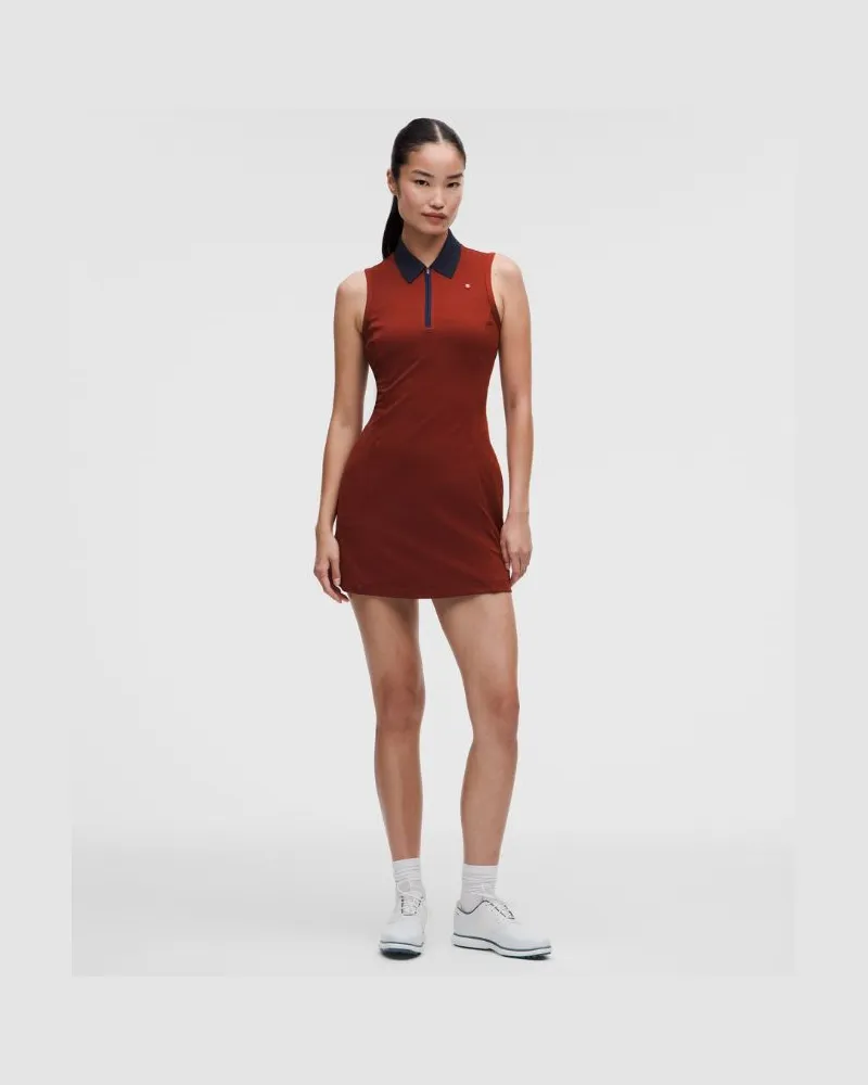 LULULEMON Ärmelloses Golf-Polokleid für Frauen – Größe in Cranberry Charm/True Navy Cranberry